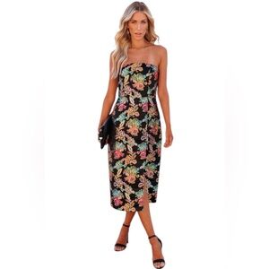 Olia Ganni Jacquard Strapless Midi Dress